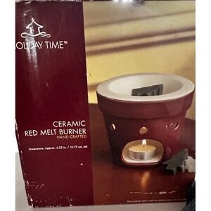 Holiday Time Ceramic Red Melt Burner Home‎ Fragrance Oil Difusser
